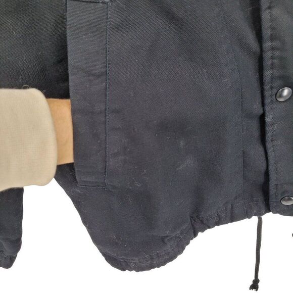 Quadrant Mens Black Canvas Logo Jacket M Cotton Barn Bomber Streetwear Skater - Picture 6 of 11